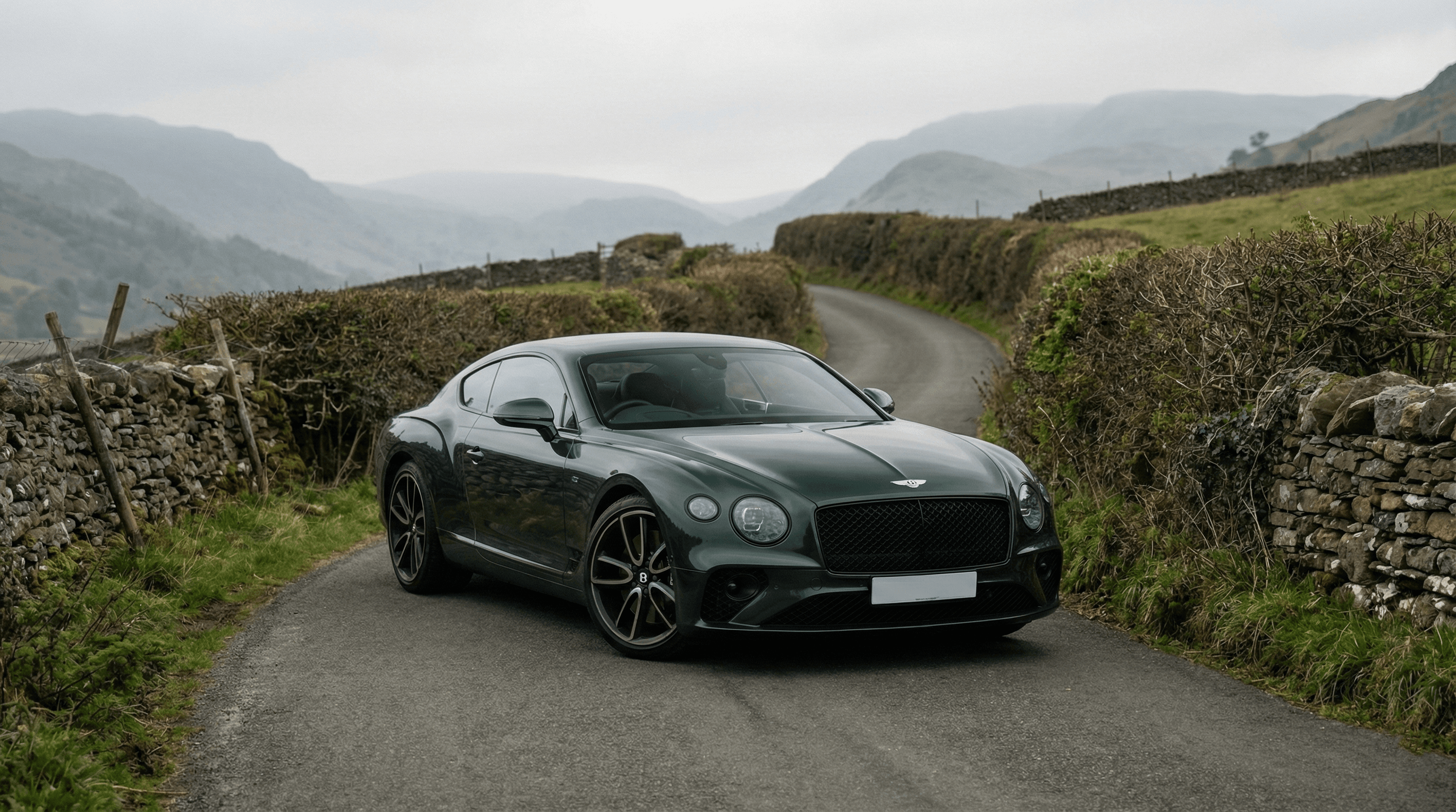 Bentley Continental GT on a country road weekend tour
