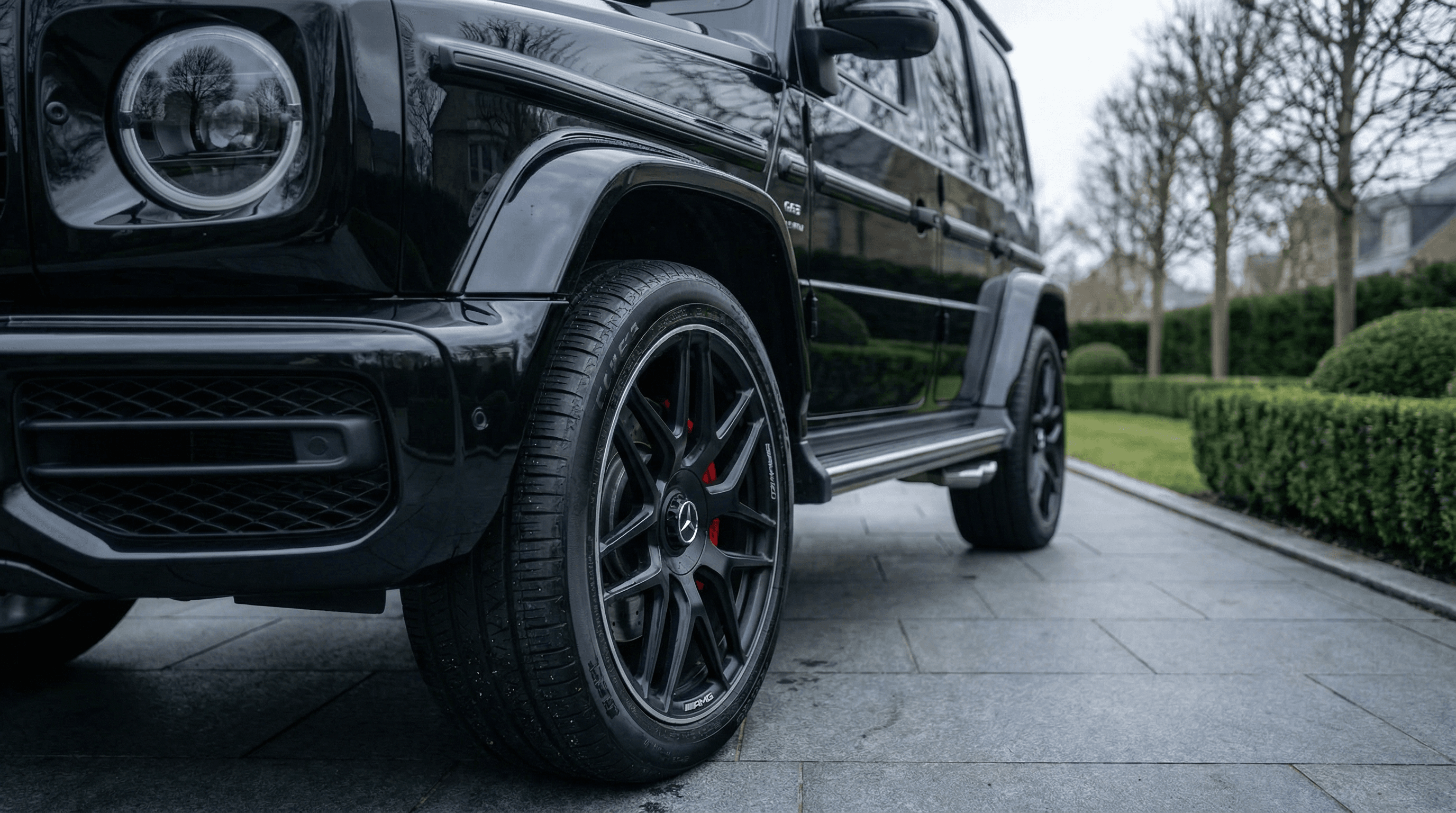 Mercedes-AMG G63 Black fender view - supercar hire UK