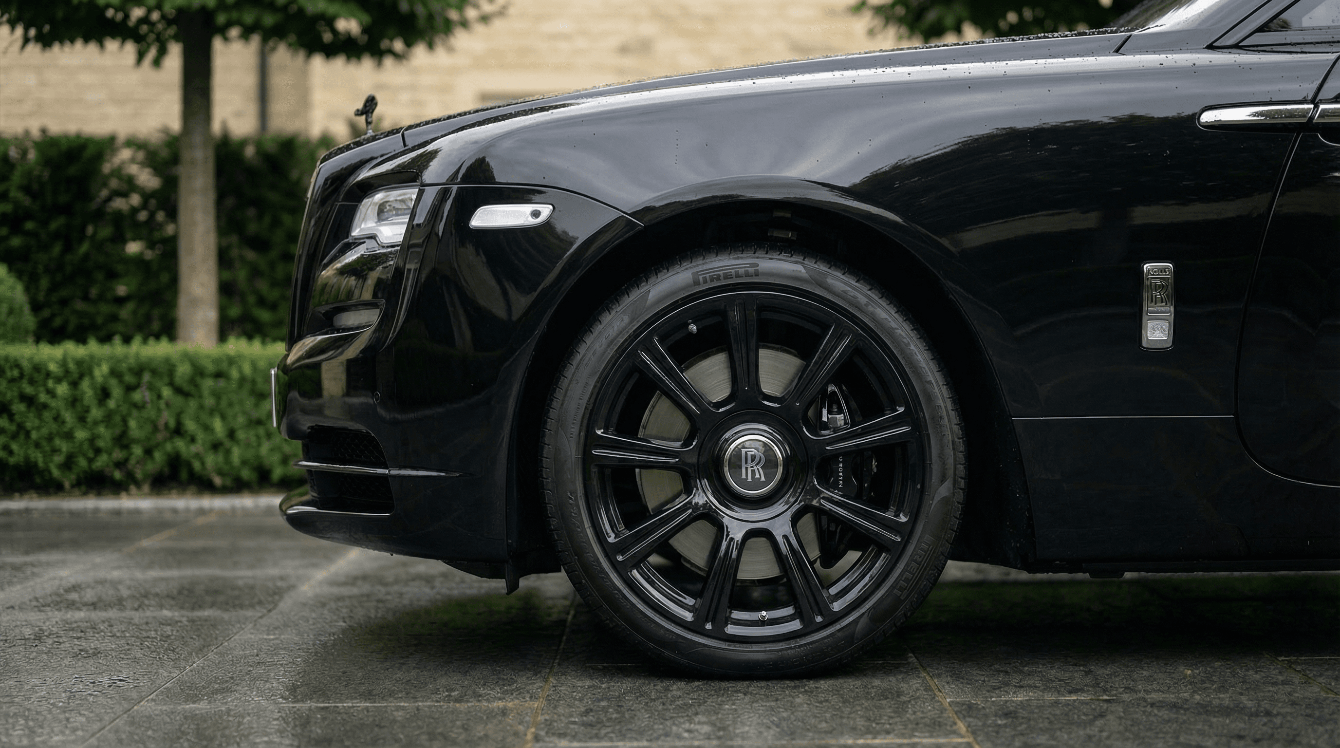 Rolls-Royce Dawn fender view - supercar hire UK