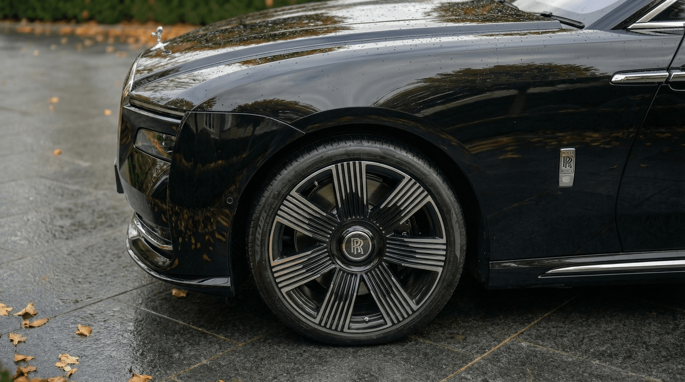 Rolls-Royce Spectre fender view - supercar hire UK