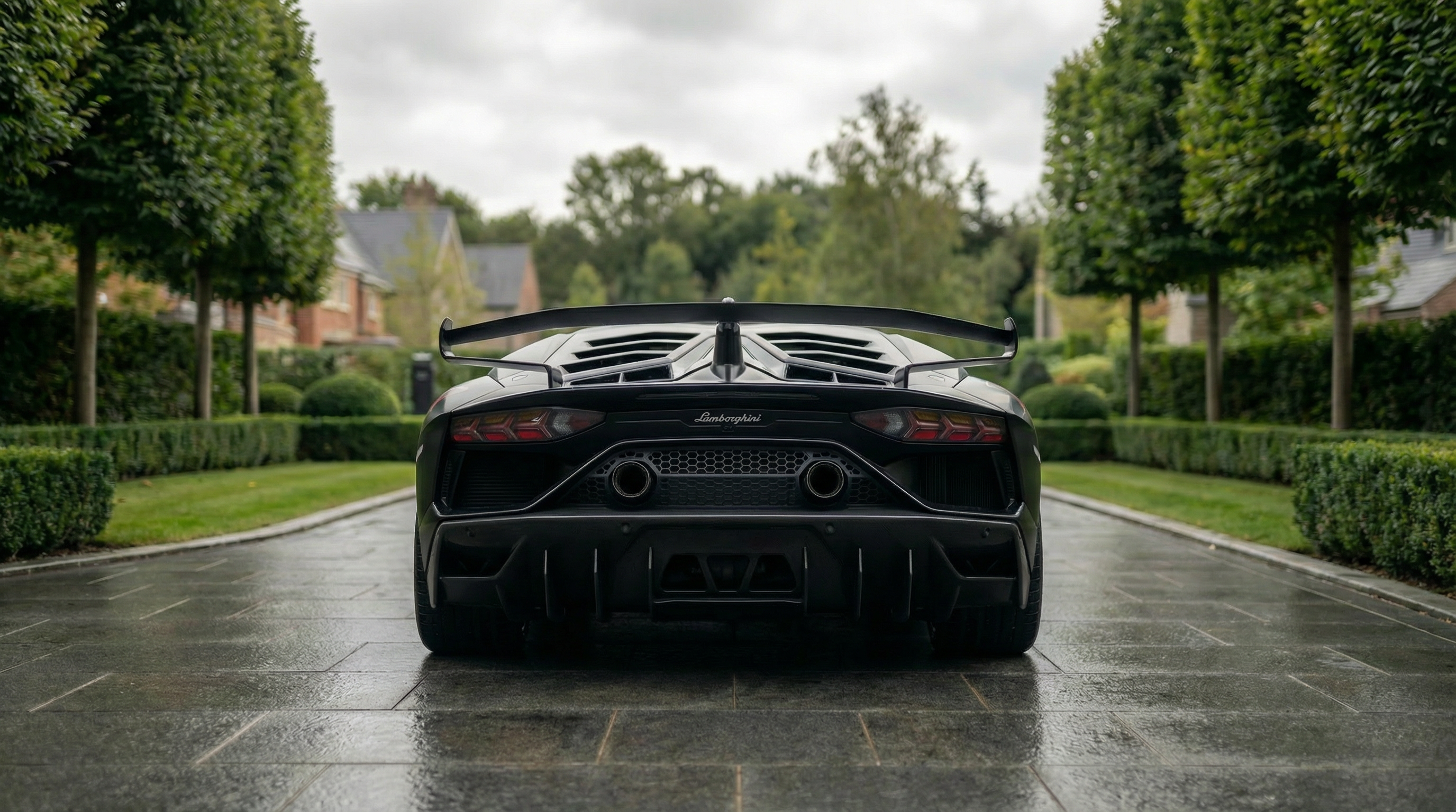 Lamborghini Aventador SVJ rear view for Leeds TV production — rear camera and exhaust shot