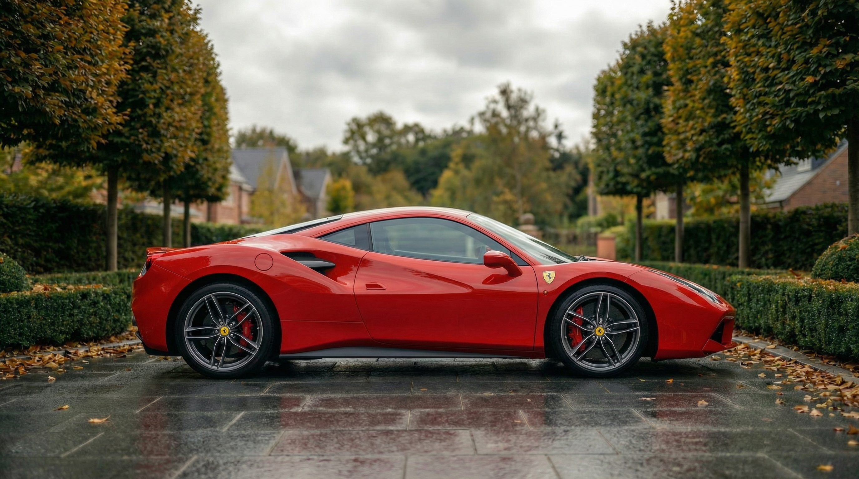 Ferrari 488 Spider side view — included in Leeds supercar hire with full insurance and delivery